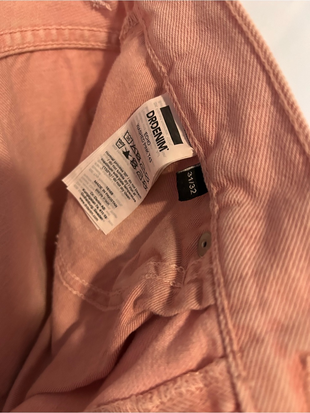 DR DENIM Echo High Rise Straight Leg Jeans Washed Pink 31 32 - Picture 5 of 5